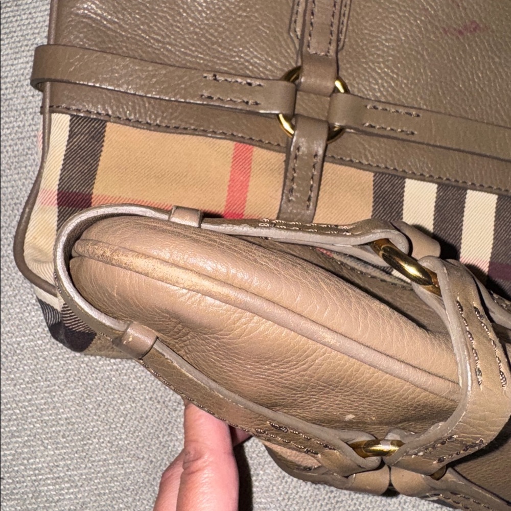 BURBERRY House Check Bridle CalfskinTote Bag vintage tan brown - Picture 12 of 17